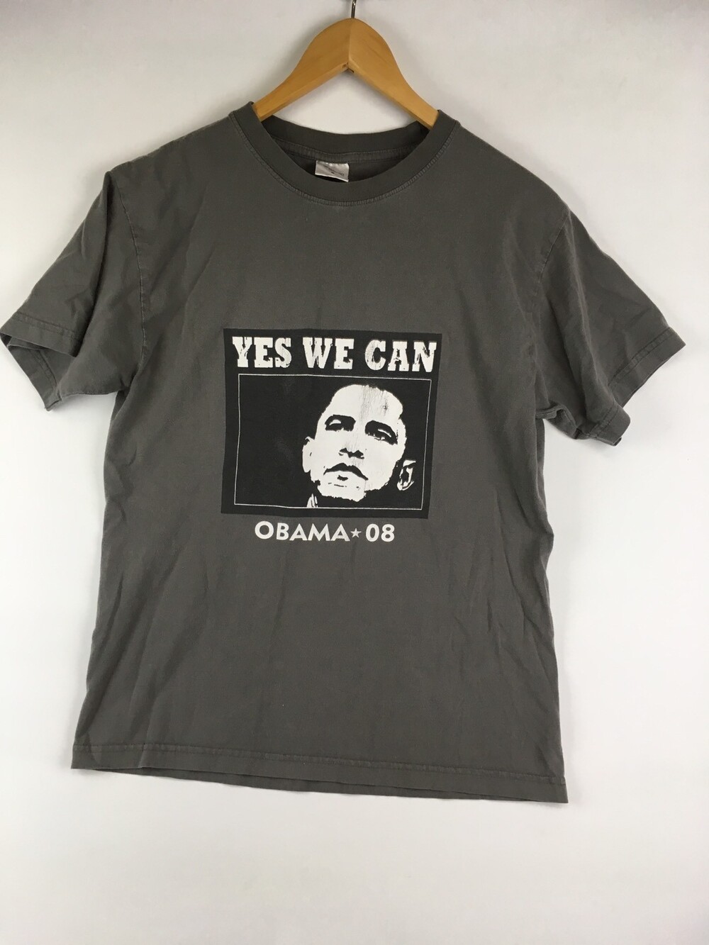 VTG 2008 Obama Election TShirt Yes We Can Campaign Gray S Graphic President Y2K
